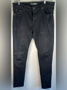 VALABASAS Men’s Jeans Pants 34X32 Black Distressed Skinny Fit Grunge Stretch EUC